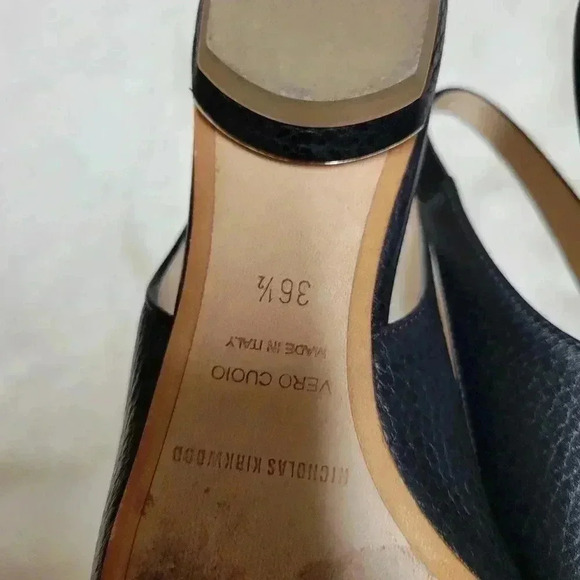 Nicholas Kirkwood Beya Pointed Toe Slingback Pumps Black Leather Flats 3… - Picture 6 of 9